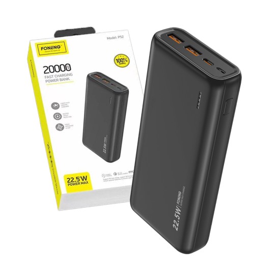 Foneng Power Bank P52 Dual USB 20000mAh 22.5W PD+QC3.0 Black